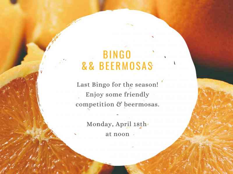 Join Sawyer for bingo and beermosas