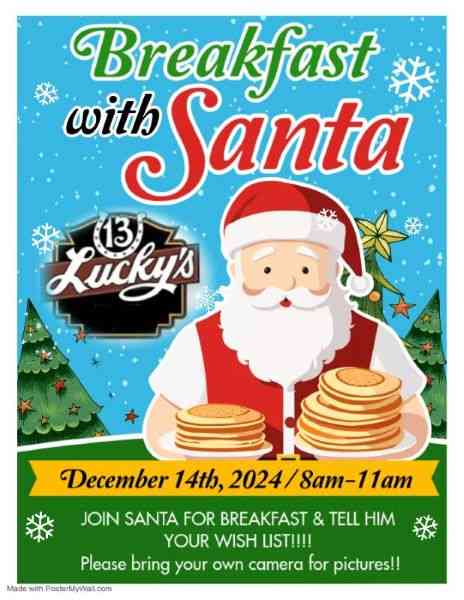 Breakfast with Santa at Lucky's 13 Pub, Spearfish, South Dakota, Black Hills, Lucky's 13 Pub, Photos with Santa, Christmas Activities