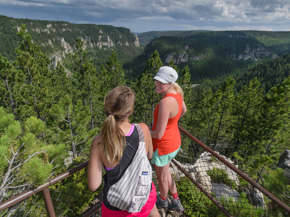 Panoramic views of Spearfish Canyon at the top of the 76 Trail.